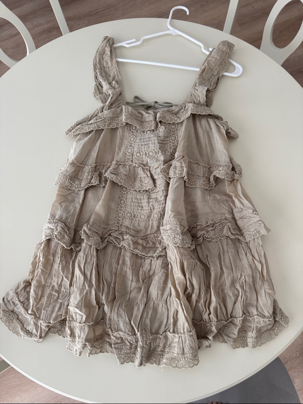 Free People Beige Ruffle Romper